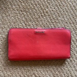 Coach Red Leather Wallet with 15 credit card slots